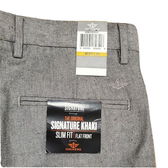 NEW Dockers Slim Fit Signature Khaki Flat Front Dress Pants Mens Size 29X32*Gray - Picture 5 of 9